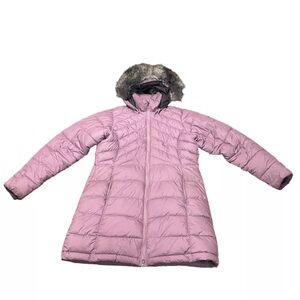 COLUMBIA Women’s Mid Length Furry Top Hooded Jacket Coat  Purple  Size LARGE